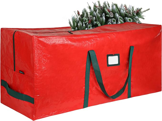 Large Christmas Tree Storage Bag Heavy Duty 7.5 Ft (Red) | Protects From Moisture & Dust, Holiday Storage, Alternative To Tree Storage Box