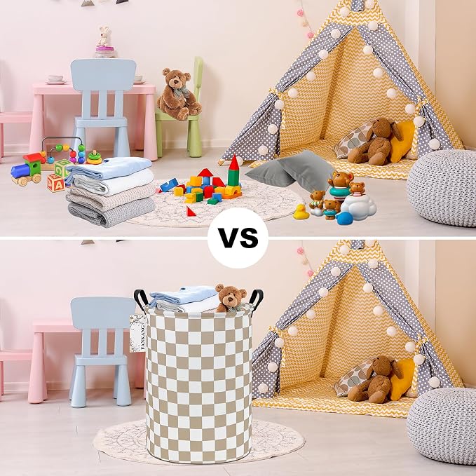 Storage Basket,Nursery Hamper Canvas Laundry Basket Beige flag | Foldable with Waterproof PE Coating Organizer Bin for Kids Boys and Girls,Office,Bedroom,Clothes