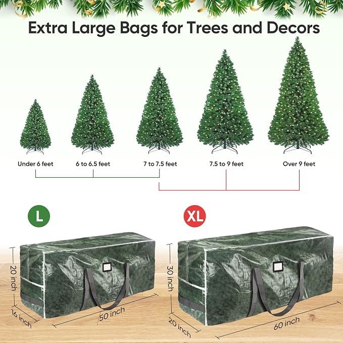 BALEINE 7.5 ft Christmas Tree Storage Bag, Heavy Duty Extra Large Artificial Christmas Tree Bag with Reinforced Handles and Dual Zippers Wide Opening (Transparent, 7.5 ft)