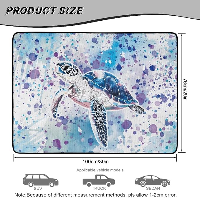 Blue Turtle Car Trunk Mat 29" x 39" Universal Camping Cargo Liner Dustproof PicnicTrunk Protective Mat Cargo Liners for Families/Travel Enthusiasts