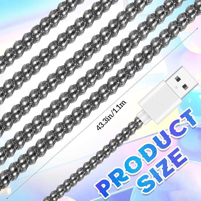 Frienda 10 Pcs Cord Protectors from Pets No Chew Spiral Cable Protector 43.3'' Phone Charger Cover Data Cable Protective Sleeve Chew Proof USB Wire Cover Stylish for Cat Dog Rabbit (Flash Black)