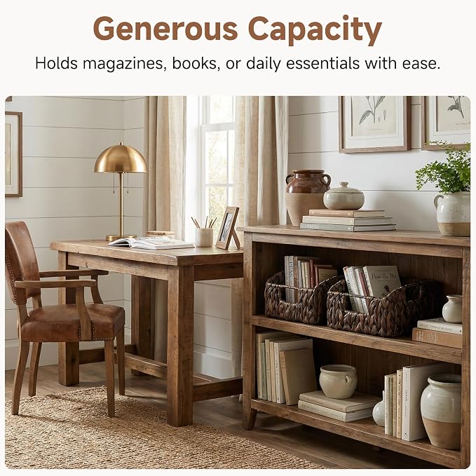 StorageWorks Pantry Baskets for Organizing, Handwoven Brown Baskets, 2-Pack | Water Hyacinth Pantry Baskets for Organizing, Wicker Baskets with Handles, Handwoven Wicker Storage Baskets for Shelves