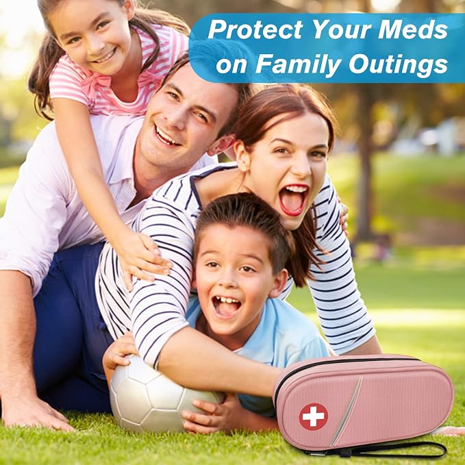 SITHON EpiPen Medical Carrying Case Insulated, Travel Medication Organizer Bag Emergency Medical Pouch Holds 2 EpiPens, Asthma Inhaler, Anti-Histamine, Auvi-Q, Allergy Medicine Essentials, Pink | Emergency Medical Travel Pouch Holds 2 EpiPens, Asthma I...