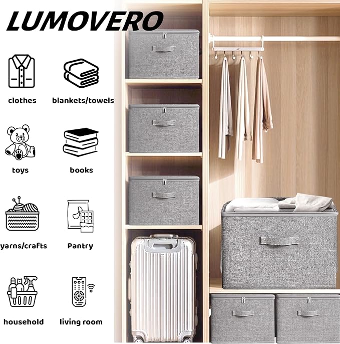 Collapsible Storage Bins for Home Organization,Grey storage Bins Waterproof Fabric Foldable Organizer Boxes [3 Pack], 15.75in x 11.81in x 8.27in (40CM x 30CM x 21CM)