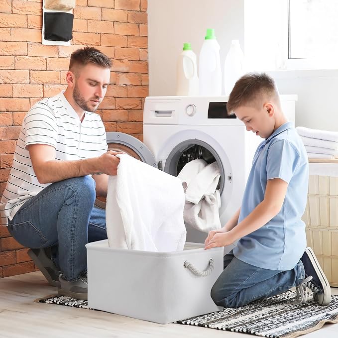 Storage Basket for Gifts Empty - X Large - 3 Pack 17.7L×13.8W×9.8H in Collapsible Storage Bin for Shelves, Toy Box Storage for Gifts Book Laundry (White)