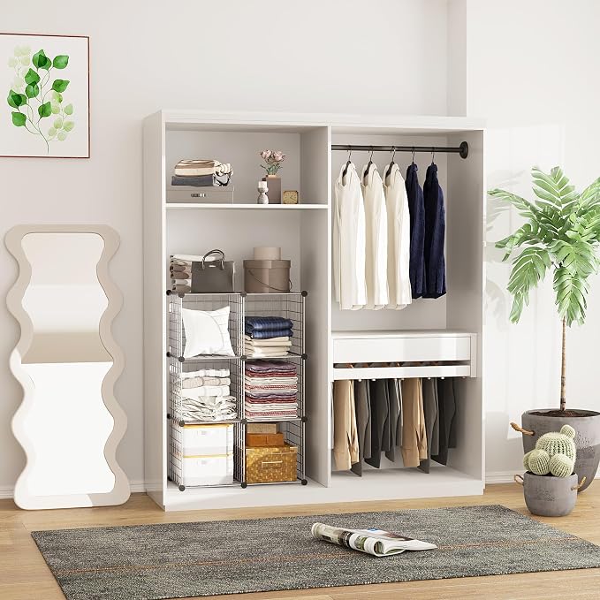 C&AHOME Wire Cube Storage, 6 - Cube Organizer Metal C Grids, Silver Gray | Modular Shelves Units, Closet Organizer, Storage Bins Shelving, Ideal for Home, Office, Living Room