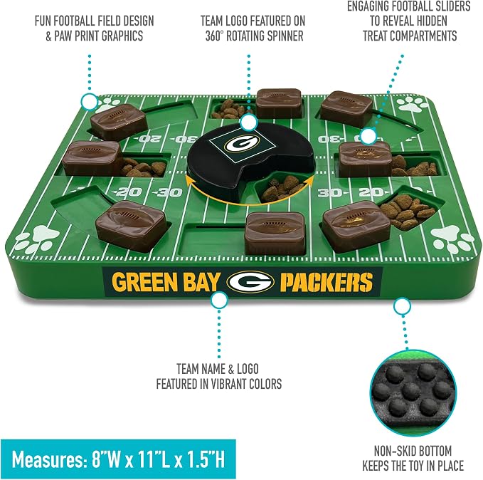 Pets First NFL Green Bay Packers Puzzle Toy - Interactive Dog Puzzle Treat Toy