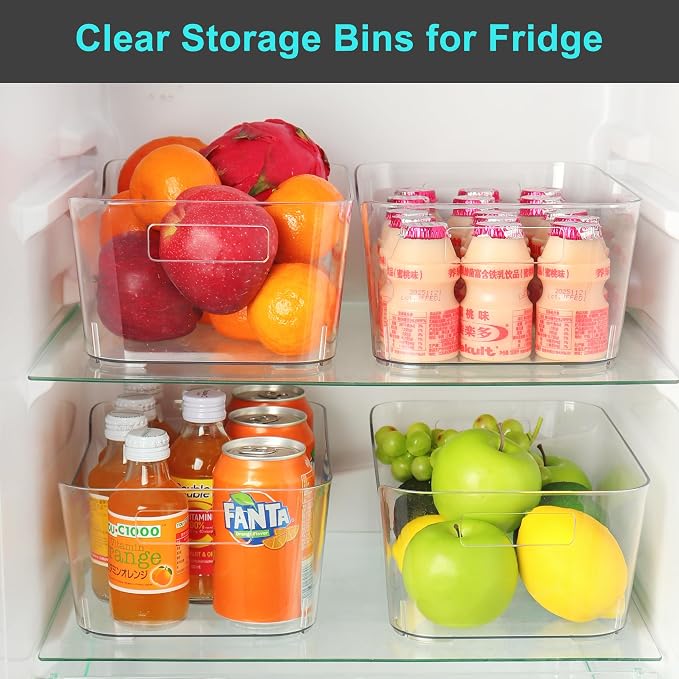 Heyuzb Pantry Organizers and Storage, Clear Plastic Storage Bins | 12 PACK, Large BPA - Free Organizer Bins, Home Essentials for Kitchen, Under Sink, Bathroom, Cabinet Organization