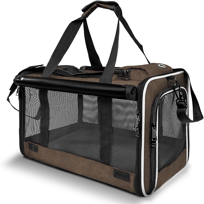 GAPZER Pet Carrier for Large Cat Soft-Sided Animal Traveling Bag up to 20lb | Privacy Protection Big Kitten Car Travel Cloth Carry Bag up to 20 lbs, Small Animal Portable Mesh Kennel Cage for Vet Visits