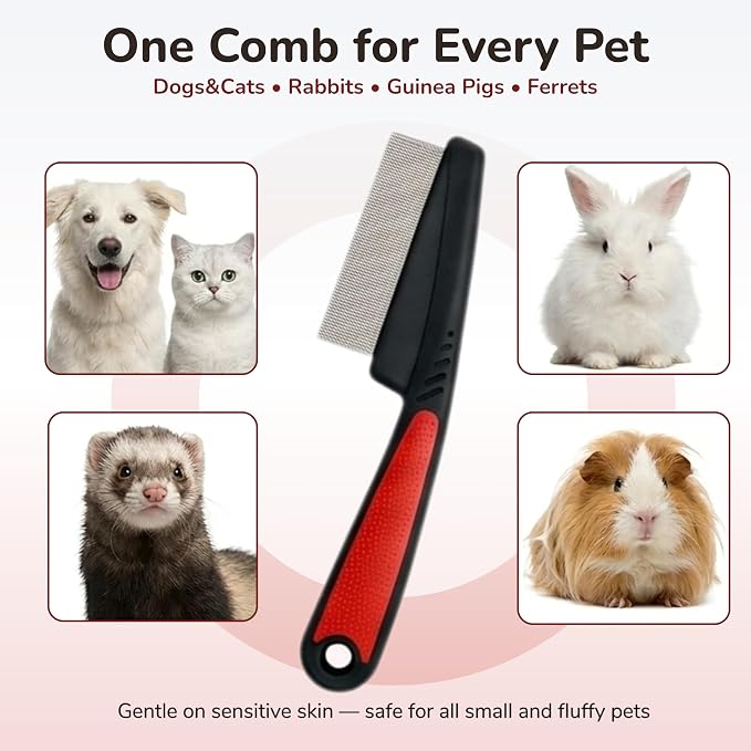 Pets&Goods Stainless Steel Tear Stain Remover Comb – Fine Tooth Grooming Tool for Dogs & Cats with Non Slip Handle, Removes Loose Fur and Dirt, Safe Gentle Cleaning