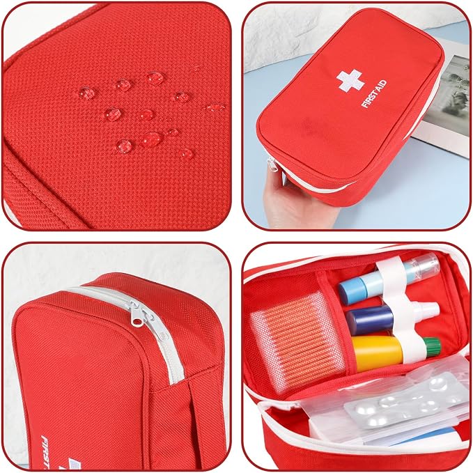 Red Medical Bag, Portable First Aid Bag Kit for Home, Empty Medical Bags for Travel, Camping, Outdoor, Emergency Kit Pouch (Red, Medium)
