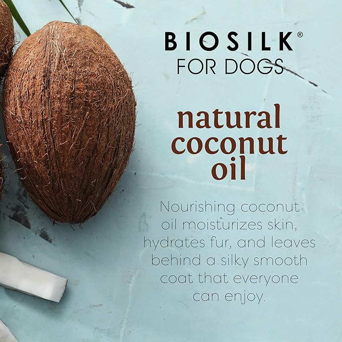 BioSilk for Dogs Silk Therapy Shampoo with Natural Coconut Oil, Moisturizing Dog Shampoo, Sulfate and Paraben Free, pH Balanced Specifically for Dogs, Made in USA, 12 Fl Oz