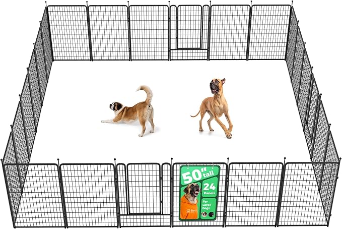 FXW Rollick Dog Playpen, Indoor, Yard & RV Camping, 50" H, 24 Panels | Easy setup, Heavy-duty, DIY layouts, for Ultra Large Dogs, Patented