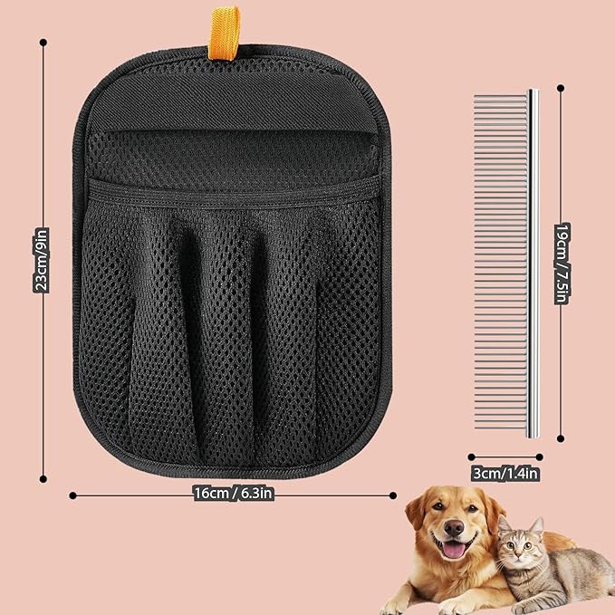 AONEGOLD Pet Hair Glove Removal & Deshedding Comb for Cats and Dogs, Electrostatic Magic Brush for Furniture Laundry Car Seat Reusable Pet Hair Remover Tool Cleaning Supplies(Gloves + Comb)