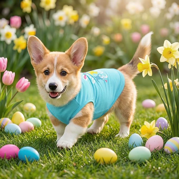 Dog Easter Outfit Shirt Soft Cotton Stretchy Lightweight Easter Dog Clothes Shirts Sleeveless Vest for Small Medium Large Dogs Cats