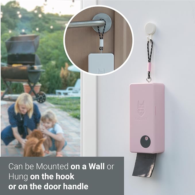 SVD.PET Dog Poop Bag Dispenser, Wall Mount Pet Waste Bag Dispenser Station | Weatherproof Outdoor or Indoor Bag Holder, Easy to Refill Magnetic Cover (Pink, Dispenser only)