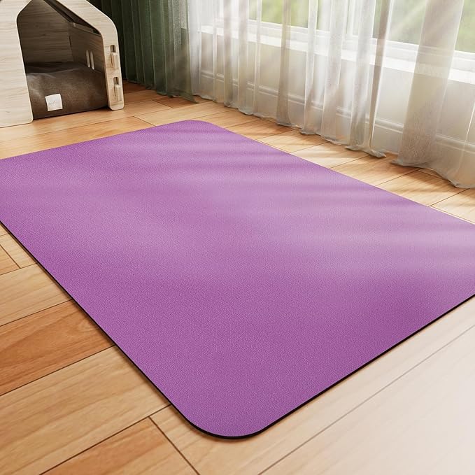 HotLive Dog Food Mat - Absorbent Cat Mat for Food and Water, No Stains Pet Feeding Bowl Mat, Easy to Clean Pet Placemats, Quick Dry Dog Water Dispenser Mat for Messy Drinkers | Purple 18"x34"
