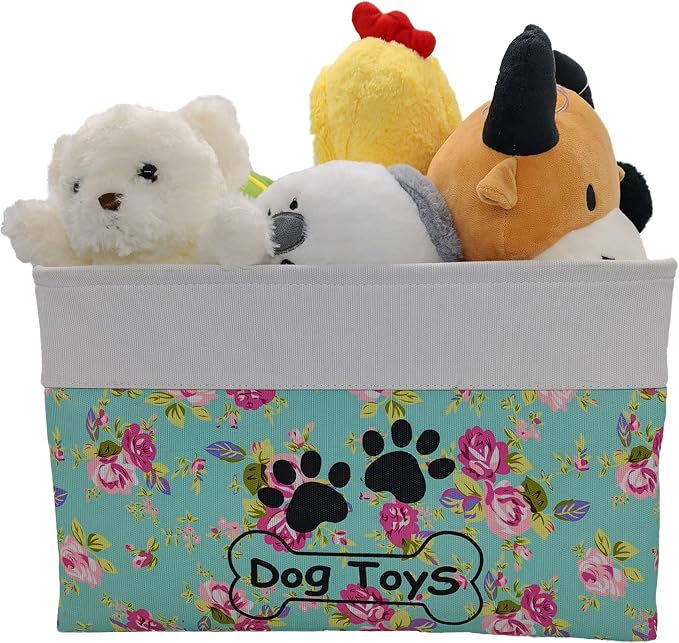 Large Dog Toy Basket Foldable Dog Toy Box Dog Toy Bin for Pet Chew Toys Accessory