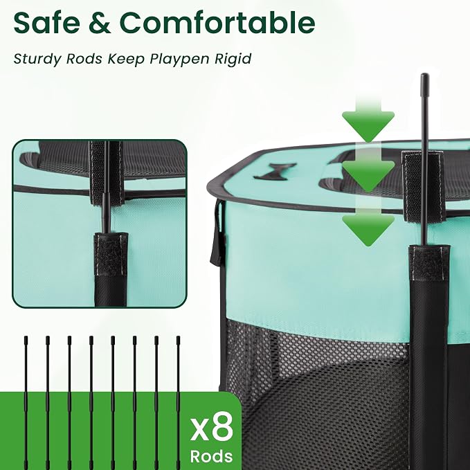 Love's Cabin Medium Dog Tent Crate, Portable Foldable Pop Up Dog Kennel Playpen with Carrying Case (Green)