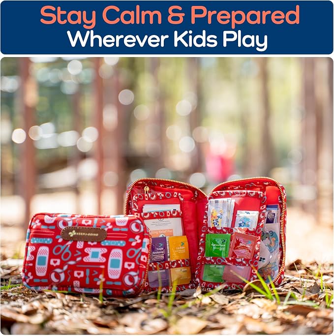 KeepGoing Travel First Aid Kit for Kids, 130 Pc. TSA-Approved Travel Size | Toddler First Aid Kit, Mini First Aid Kit for Car, Home, Purse, Diaper Bag & Backpack, Latex-Free Bandages