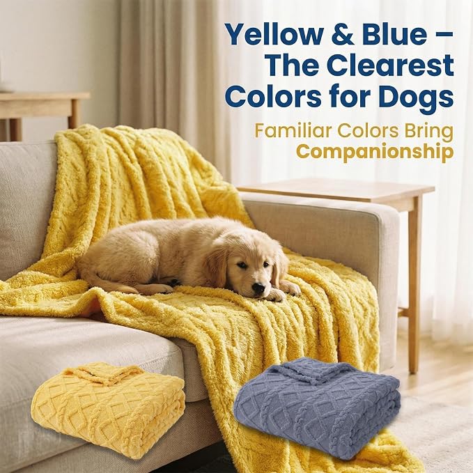 Emotional Support Blanket Yellow for Dogs, Soft Plush Polyester Dog Blanket with Cable Knit Pattern, Blanket for Couch, Bed, Crate, Car, Machine Washable (Pink, 150 * 200cm/59.05 * 78.74in)