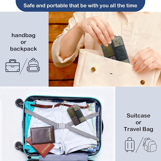 Extra Large Pill Organizer with 161 Medicine Labels, Travel Pill Case | Gray Extra large case with 10 compartments for 7-day pill planning, vitamins, supplements, and travel