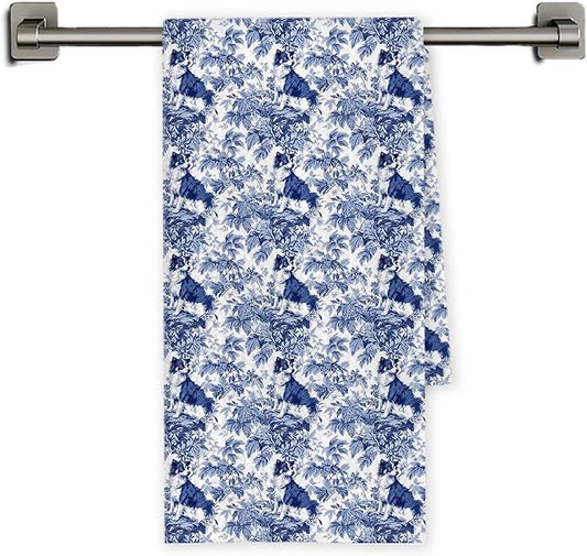 Chicimln Chinoiserie Australian Shepherd Dog Kitchen Towels, Australian Shepherd Gifts Decorative Hand Towels for Bathroom, Blue and White Dog Dish Tea Towel Drying Cloth for Kitchen, 16x24 Inch
