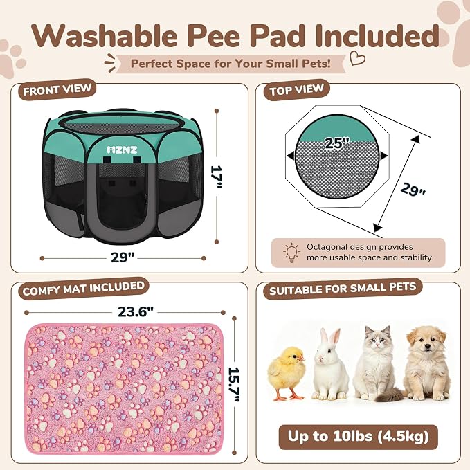 Dog Cat Small Animal Puppy Playpen Crate with 3 Blankets, Small, Blue | Portable Pop Up Pet Cage Enclosure Tent Kennel Indoor Outdoor with Carrying Case, No Assembly, Camping Use