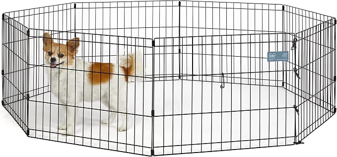 MidWest 18-Inch Exercise Pen, No Door, 16 Sq Ft Play Area | for Indoor and Outdoor Use, No Door Design for Maximum Security, Easy to Set Up, Foldable Playpen