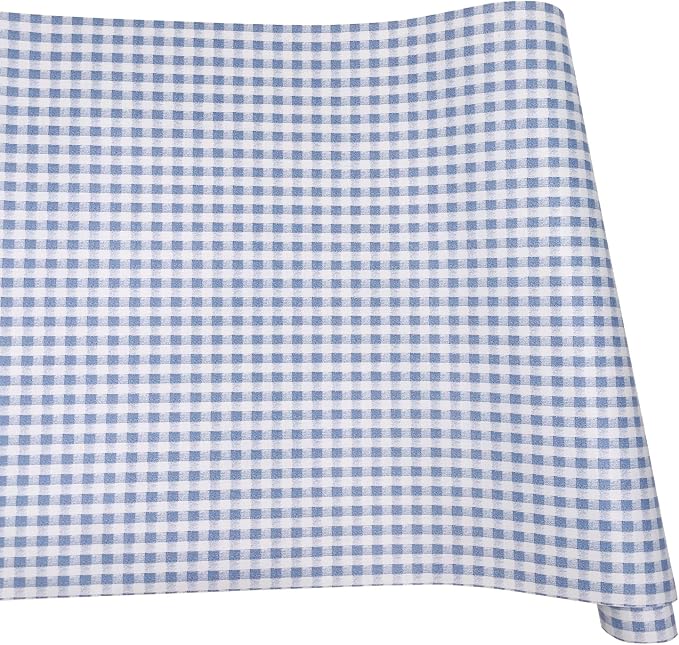 Mediterranean Style Furniture Paper Blue-White Gingham Countertop Door Sticker Shelf Liner 17.7inch by 9.8 Feet by LoveFaye
