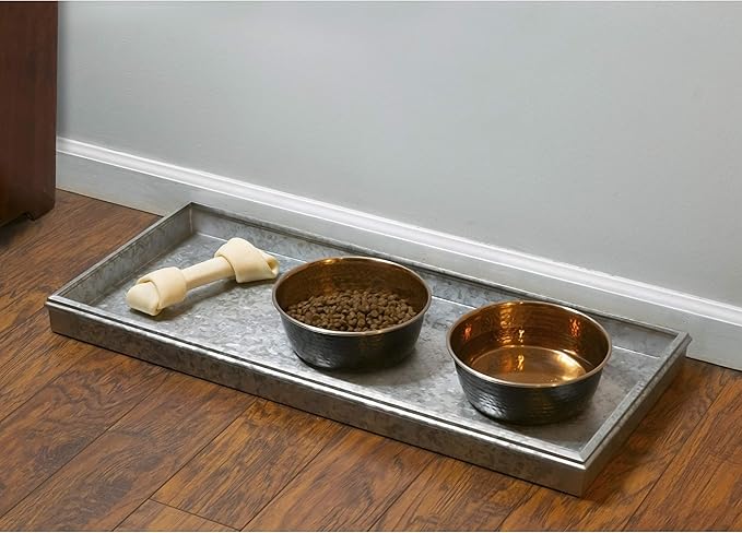 Good Directions Medium Boot Tray, Double Circles Multi-Purpose All Weather Decorative Boot Tray, Shoes, Plants, Garage, Patio Door, Pet Bowls, 30 inch Entry Indoor Shoe Tray, Galvanized Gray