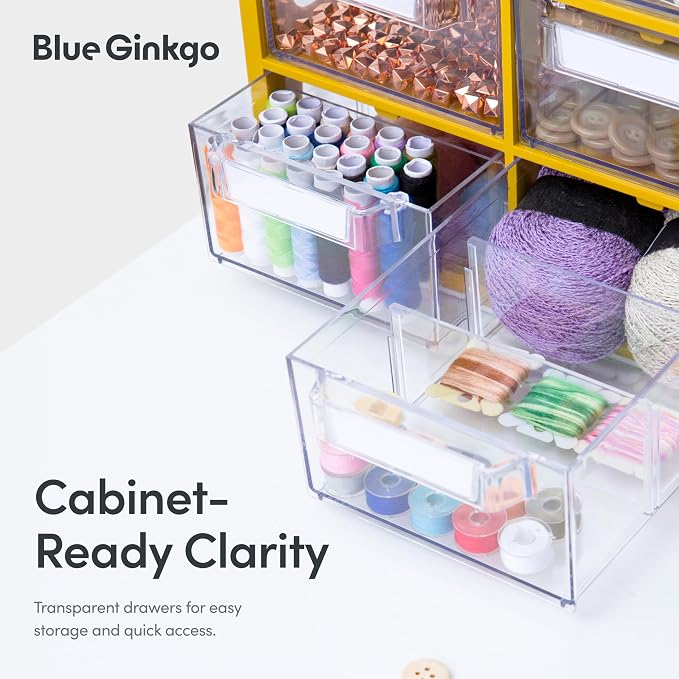Blue Ginkgo 12-Drawer Storage Cabinet Organizer, Grey, Made in Korea | Stackable. Adjustable. Easy Visibility.