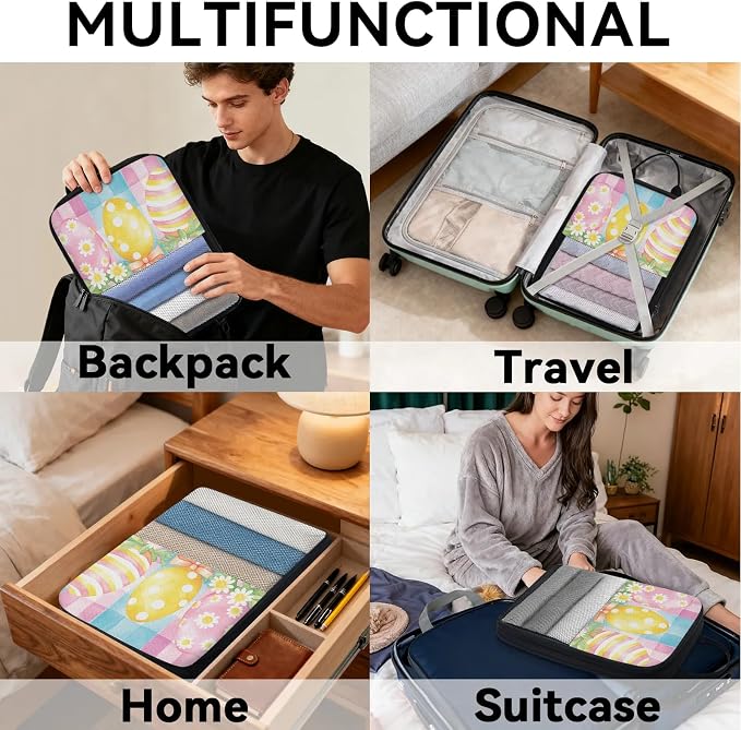 Easter Eggs 6 Set Compression Packing Cubes Cute Expandable Packing Organizer for Travel Accessories Luggage Suitcase Bag