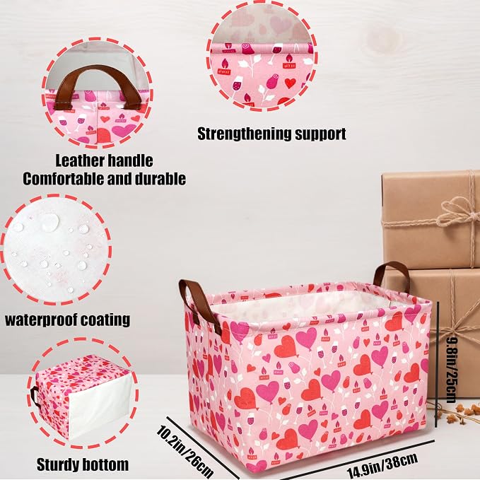 Valentine's Day Basket Gift for Empty Cute Heart Large Storage Bin for Kid and Baby Room Décor (Balloon Love)