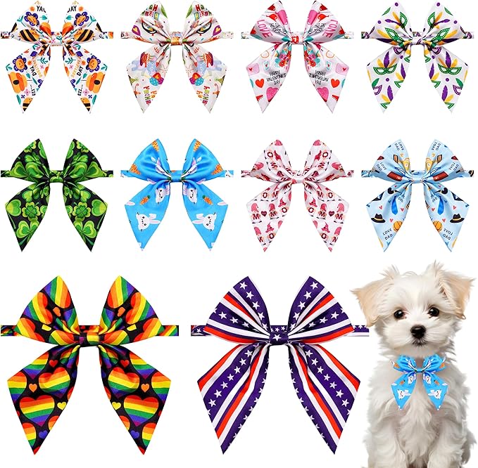 PET SHOW 10 Pack Holiday Spring Sailor Dog Bowties for Small Dogs