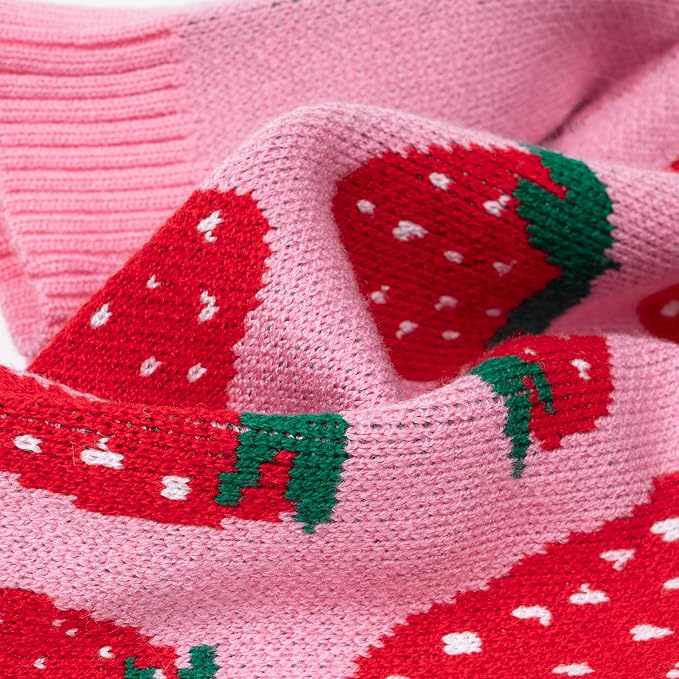 Fitwarm Adorable Strawberry Dog Sweater, Thermal Dog Winter Clothes for Small Dogs Girl, Pet Outfit, Pink, Red, White, Green, XXL