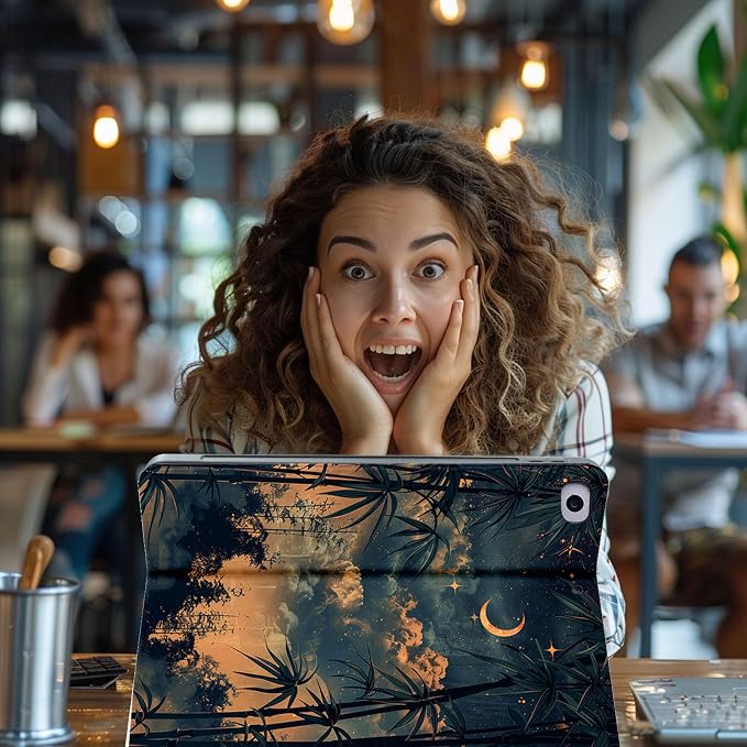for Microsoft Surface Go 4/3/2/1-10.5" 2021 Tablet Case,Auto Wake/Sleep,Adjustable Stand Protective Cover - Starry Bamboo Night