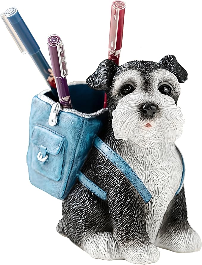 Funny Dog Pen Holder, Pen Holder for Desk Cute, Schnauzer Gifts for Women | Dog Lover Gifts, Desk Pen Organizer, Lovely Decor for Home Office School Desk