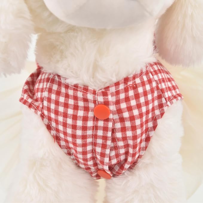 FLAdorepet Dog Dress with Leash Ring,Holiday Dog Clothes Love Heart Tulle Pet Dresses for Small Dogs Girls Party Outfit Puppy Cats Apparel(Red Heart, Large)