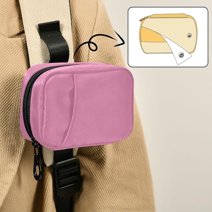 Pill Box 7 Day Pill Case Travel Pill Organizer Bag with Zipper Portable Weekly Case Compact Size for Vitamin Supplement Holder, Solid Color Pink