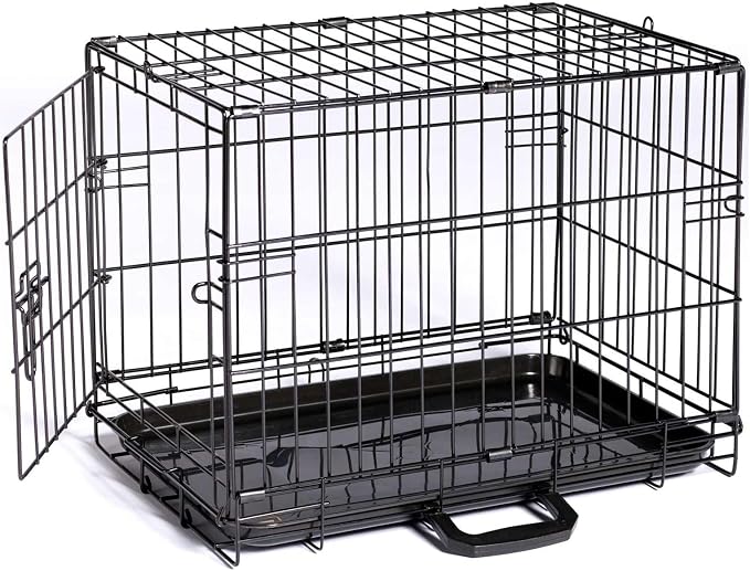 Prevue Pet Products Home On-The-Go Single Door Dog Crate - XS, Black | Extra Small Collapsible Dog Cage for Travel, Indoor and Outdoor Use, Foldable Kennel Design, Deep Plastic Pan