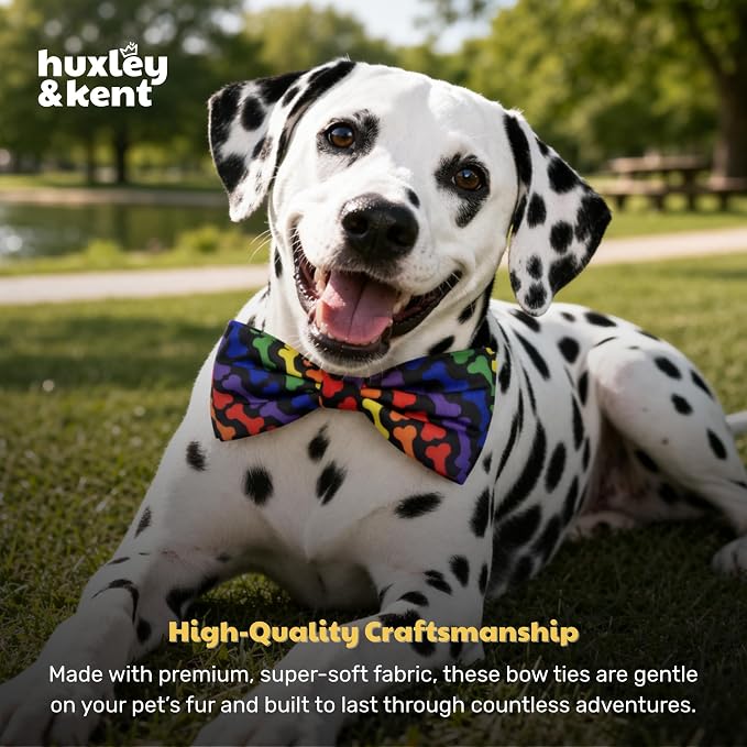 Huxley & Kent Pet Bow Tie for Dogs & Cats, Unity, Small/Medium | Hook & Loop Attaches to Any Collar, Soft Polyester, Lightweight & Machine Washable, Perfect for Holidays & Photos