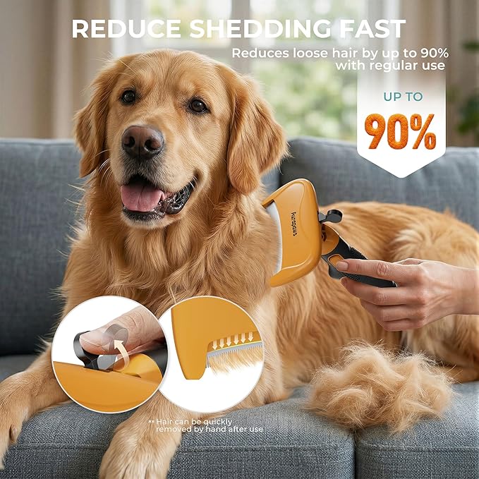 Professional Deshedding Dog Brush Grooming Kit- Dog Deshedding Brush, Slicker Brushes, Undercoat Rake, Bristle Brush, Hair Removal Tool 6 Set for Dogs Cats All Hair Types, Reduce Shedding 90%