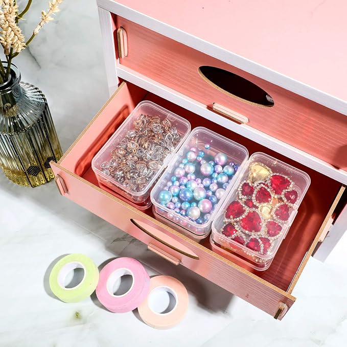 SATINIOR 48 Packs Clear Small Plastic Containers Transparent Storage Box with Hinged Lid for Small Items Crafts Jewelry (3.27x2.13x1.02 Inches)