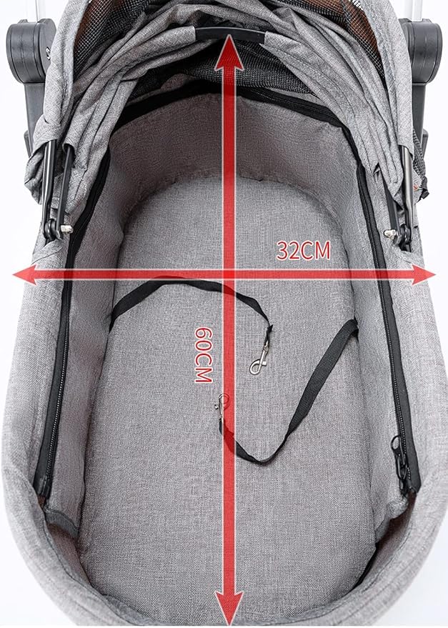 Pet Stroller Strolling Cart Dog Cat Cage 4 Wheels Jogger for Medium Small Dogs Cats Travel Folding Carrier Waterproof Puppy Strollers (Gray(Grey))