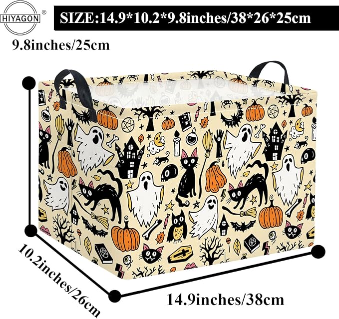 Rectangular Halloween Basket Trick or Treat Pumpkin Basket Cute Storage Bin (Halloween)