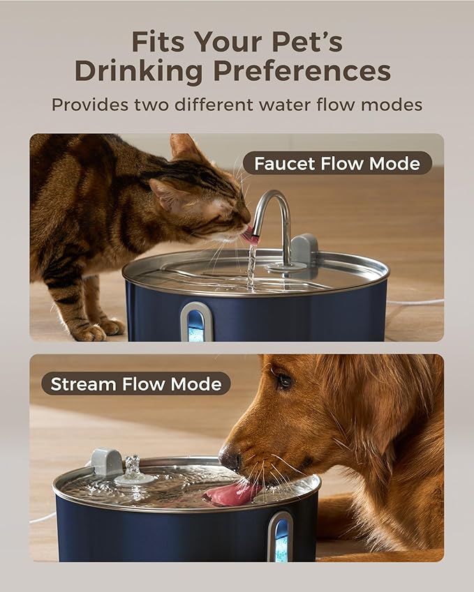 Smartoo Dog Water Fountain for Large Dogs 7L/236oz Stainless Steel Dog Water Bowl Dispenser Automatic Pet Water Fountain, Multi-Filtration Pet Fountain with Ultra-Quiet Pump (Navy)