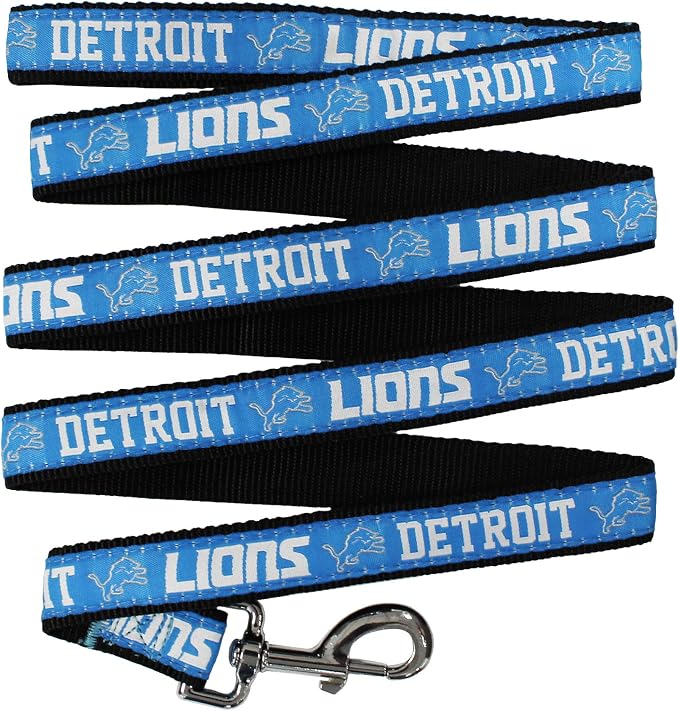 Pets First NFL Licensed Detroits Lions Pet Leash, Size Large – Durable Satin Dog & Cat Walking Strap and Pet Tether with Embroidered Team Name & Logo