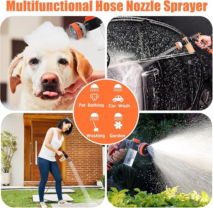 Dog Shower Attachment Water Hose Nozzle Sprayer Set with Metal 3-Way Shower Diverter & 100inches Long Hose for Bathroom Shower Arm Easy Indoor Outdoor Pet Pup Dog Washing Hose attachment