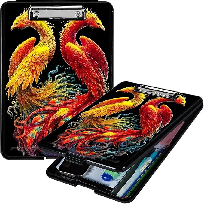 Heavy Duty Storage Clipboard, Slim Nursing Clipboard with Internal Pen Case, Portable File Organizer Case for A4 Letter Size Paper Office Medical Professionals, Flamingo Red